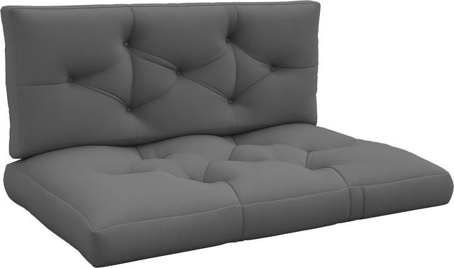 Outsunny 2 Sitzer Palettenkissen Dunkelgrau, wasserabweisende Bankauflage mit UV-Schutz, B/T/H: 120 x 80 x 12 cm - Bild 1