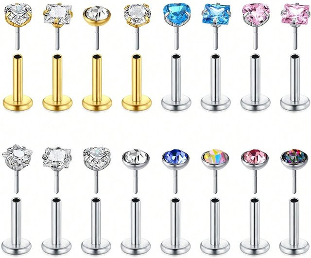 Ohrstecker Edelstahl, Silber, Zirkonia, Unisex - Bild 1