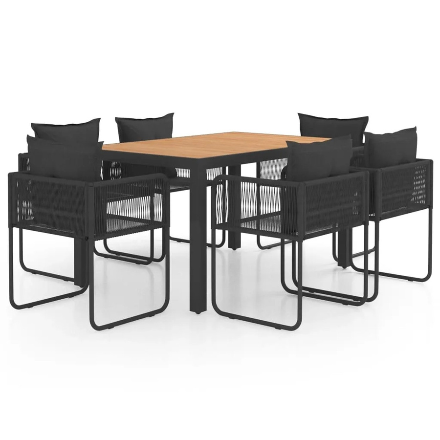 vidaXL 7-teilige Garten-Essgruppe aus PVC-Rattan in Schwarz und Braun - Bild 2