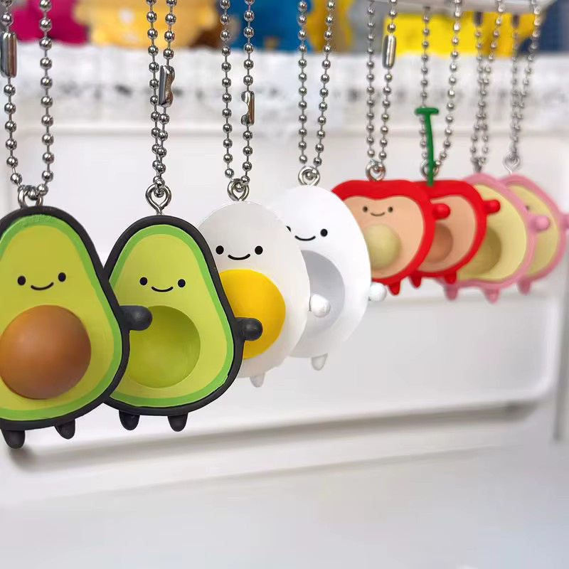 Bandai Avocado-Kirsch-Charm, Lebensmittel-Schlüsselanhänger, 2-teiliges Set - Bild 2