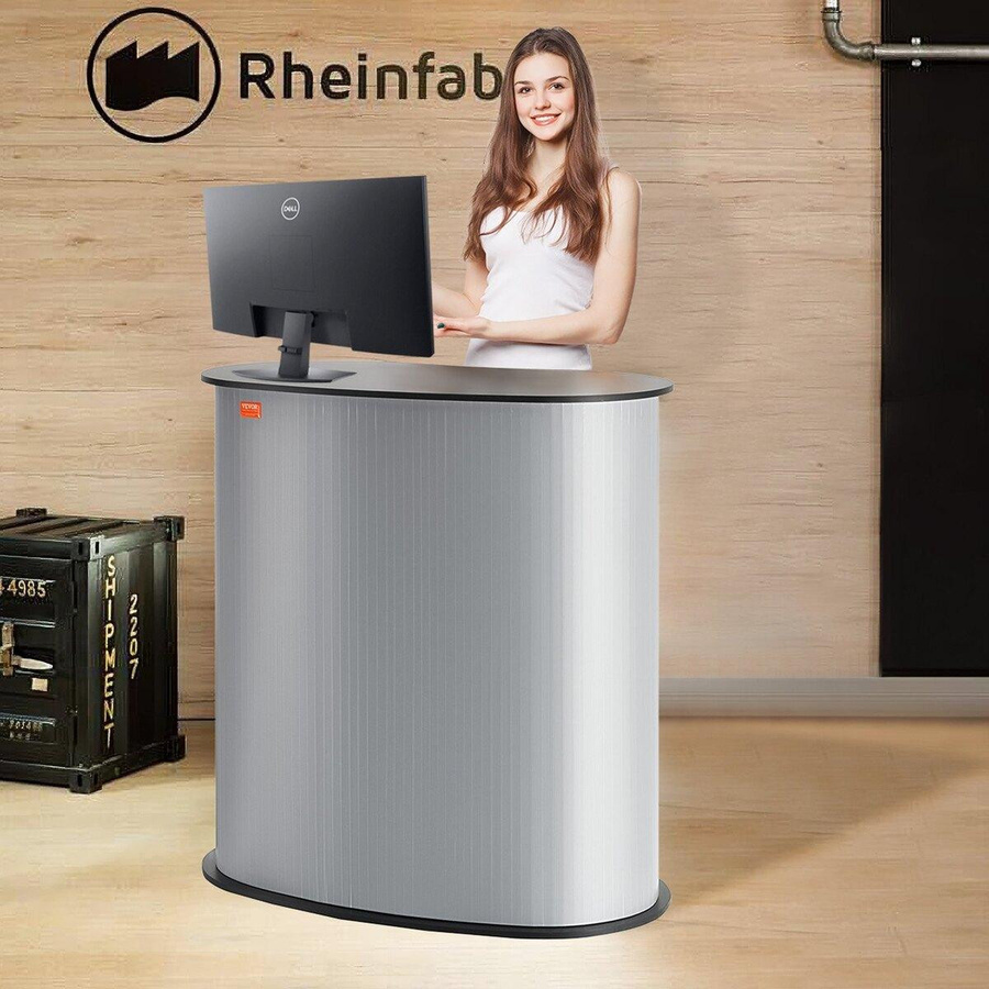 Buying Solutions MB Tragbarer Messestand-Podesttisch mit Wand in Schwarz und Silber, B/T/H: 89,99 x 49,00 x 94,00 cm - Bild 3