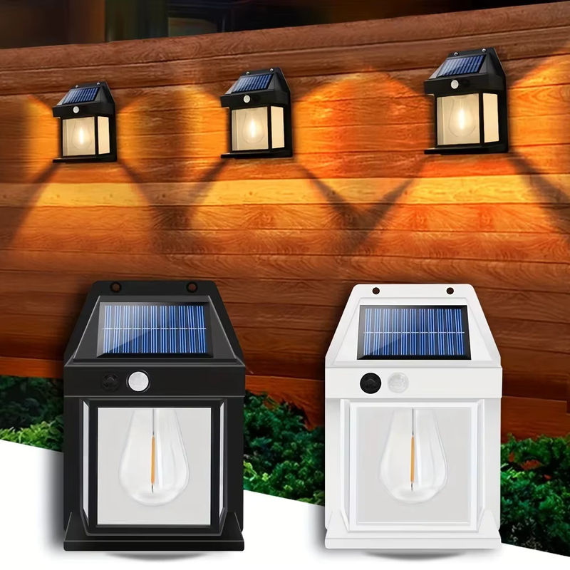 ESMARTER Solar Wandleuchte mit Bewegungssensor und Edison-LED-Filament in Schwarz für Garten und Innenhof - Bild 3