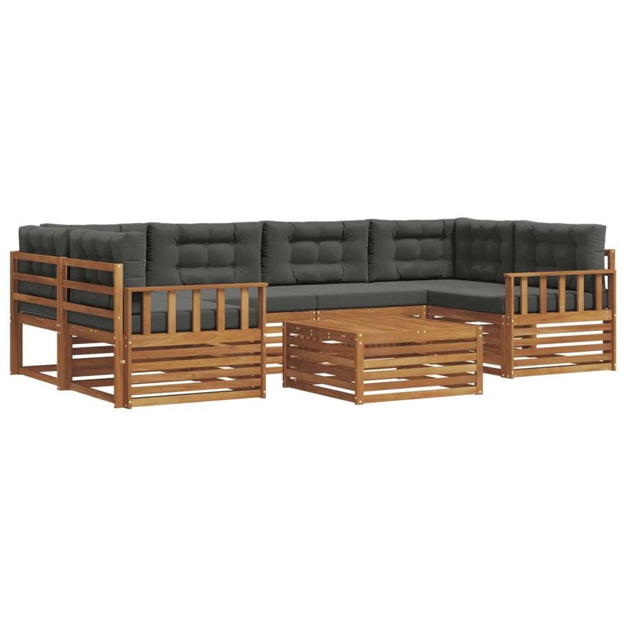 vidaXL Outdoor-Sofagarnitur 8-teilig aus Akazienholz mit Kissen in Anthrazit und Natur - Bild 2