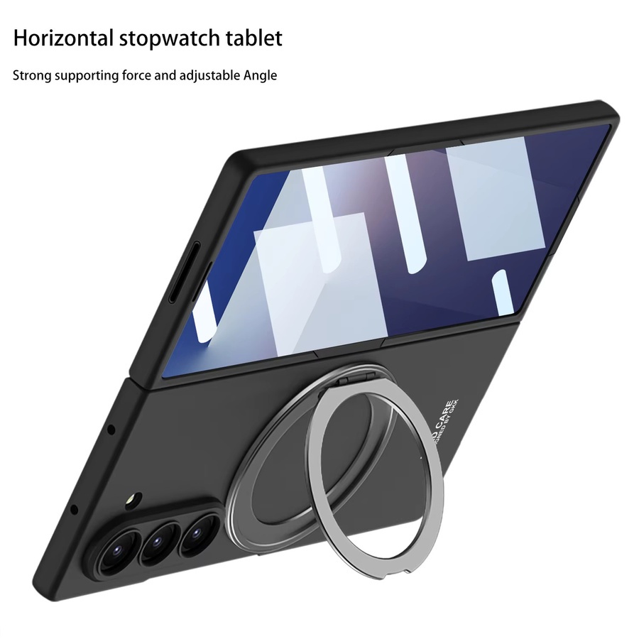 Magnetische Schutzhülle für Samsung Galaxy Z Fold 7 und Z Fold 6 mit rotierender Halterung und gehärtetem Film in Grau - Bild 4