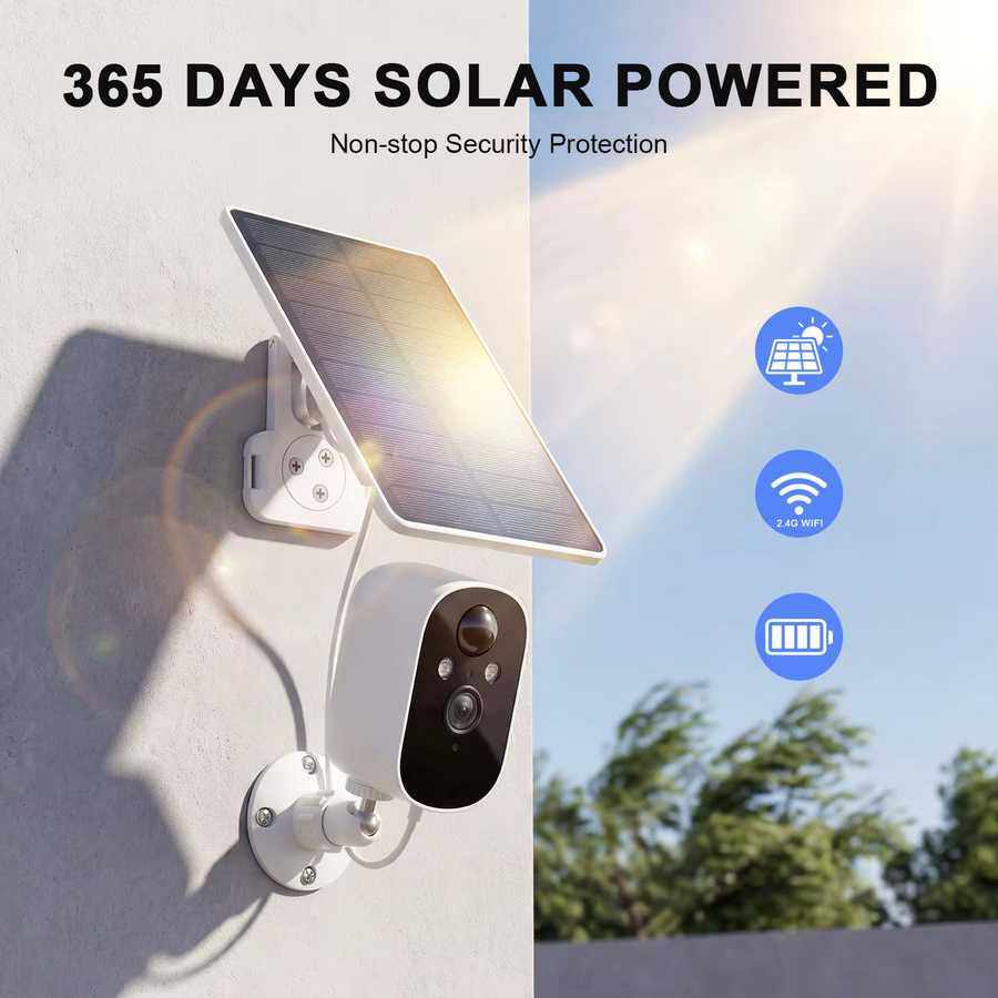 XVIM WLAN-Solar-Überwachungskamera für den Außenbereich mit 2K HD, Akku und PIR-Bewegungssensor, Farbe: Weiß - Bild 3