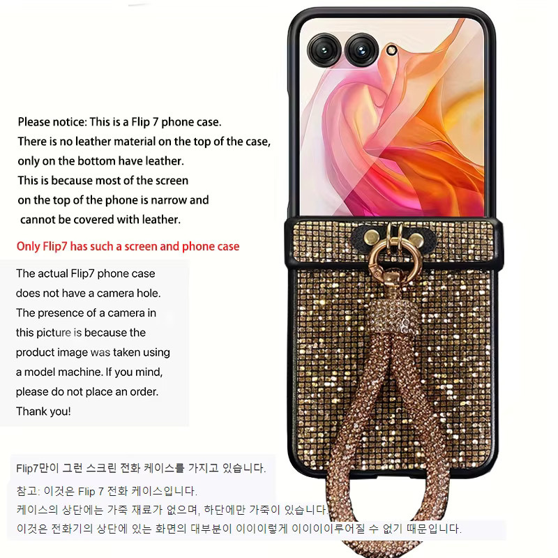 Luxuriöse Lanyard-Handyhülle mit Diamantbeschichtung für Samsung Galaxy Z Flip 7 FE 6 5 4 3 in Weiß und Gold - Bild 3