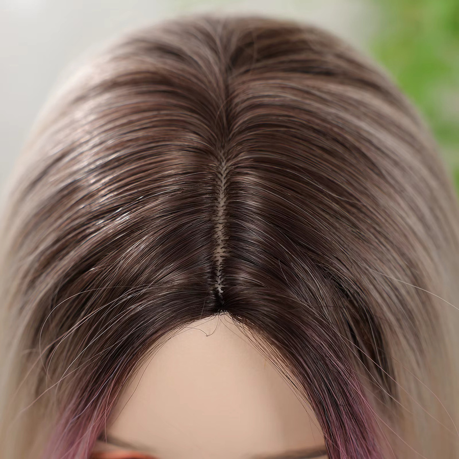 EASIHAIR Perücke, blond rosa, gewellt, mit Pony, hitzebeständig - Bild 3