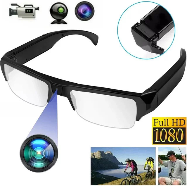 DIXSG Mini Kamera Brille mit HD 1080P Videoaufnahme in Schwarz für Meetings und Sport - Bild 1