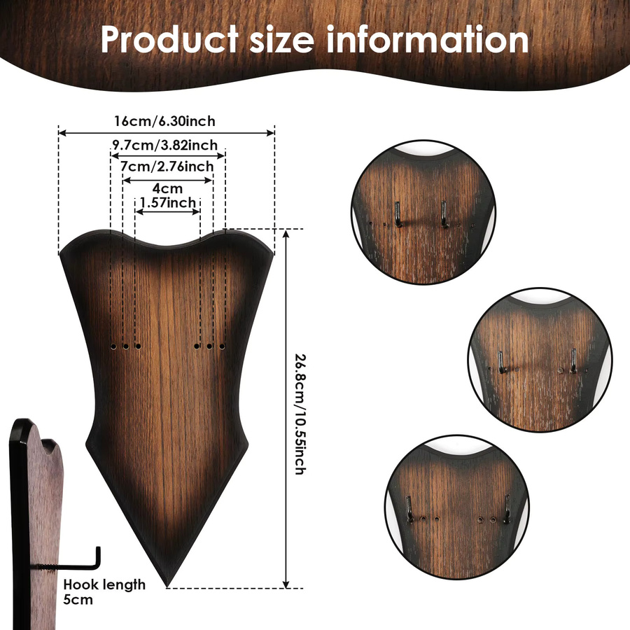 Willstar Wandhalterung aus Holz für Schwerter und Cosplay-Requisiten, Braun - Bild 5