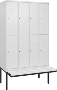 C+P Doppelstock-Spind Classic PLUS mit Sitzbank, 4 Abteile, Grau, B/T/H: 212,0 x 120,0 x 81,5 cm - Bild 1