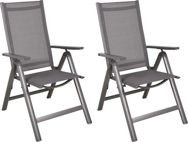 Garden Pleasure Stapelstuhl LENOLA 2er Set aus Aluminium in Anthrazit mit Textilene-Besatz - Bild 1