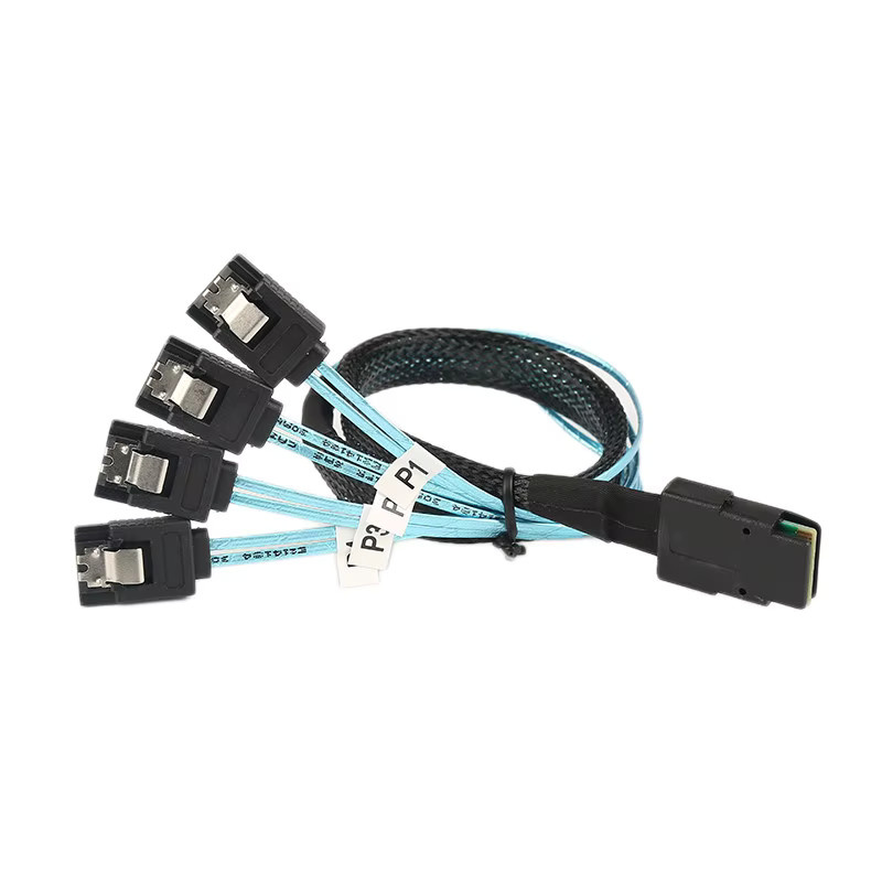 UXG Mini-SAS SFF-8087 zu 4 SATA Datenkabel 12Gbps, Länge: 50 cm - Bild 2