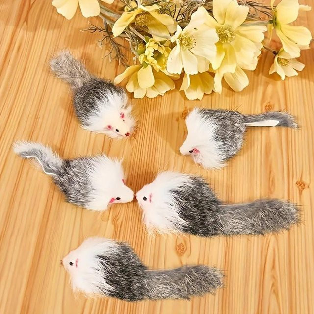 YC Direct Katzen Spielzeug, Kaninchenfell & Langhaarige Maus, 10-teiliges Set - Bild 1