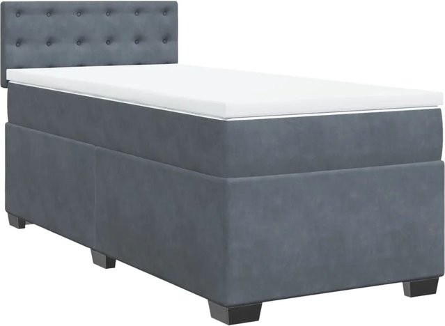 vidaXL Boxspringbett mit Matratze Hybrid-Design in Dunkelgrau Samt B/T: 100 x 200 cm - Bild 1