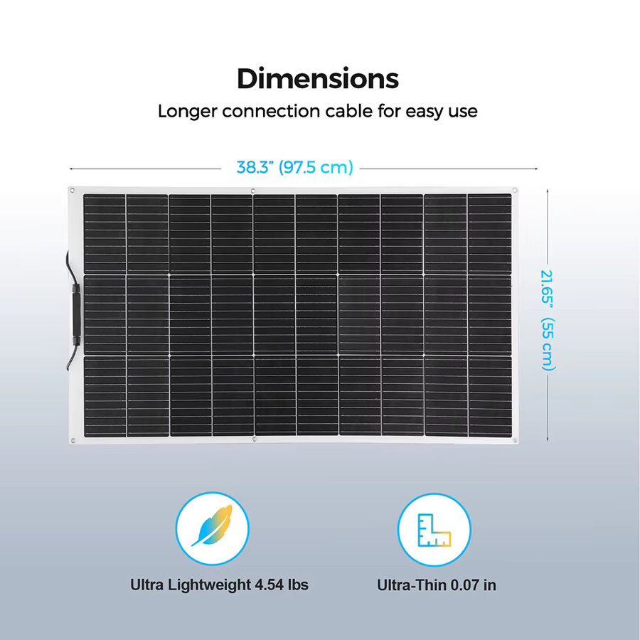 BOGUANG Monokristallines Solarmodul 100 Watt, 12 Volt Solarpanel in Schwarz für Wohnmobil, Marine und Boot - Bild 4