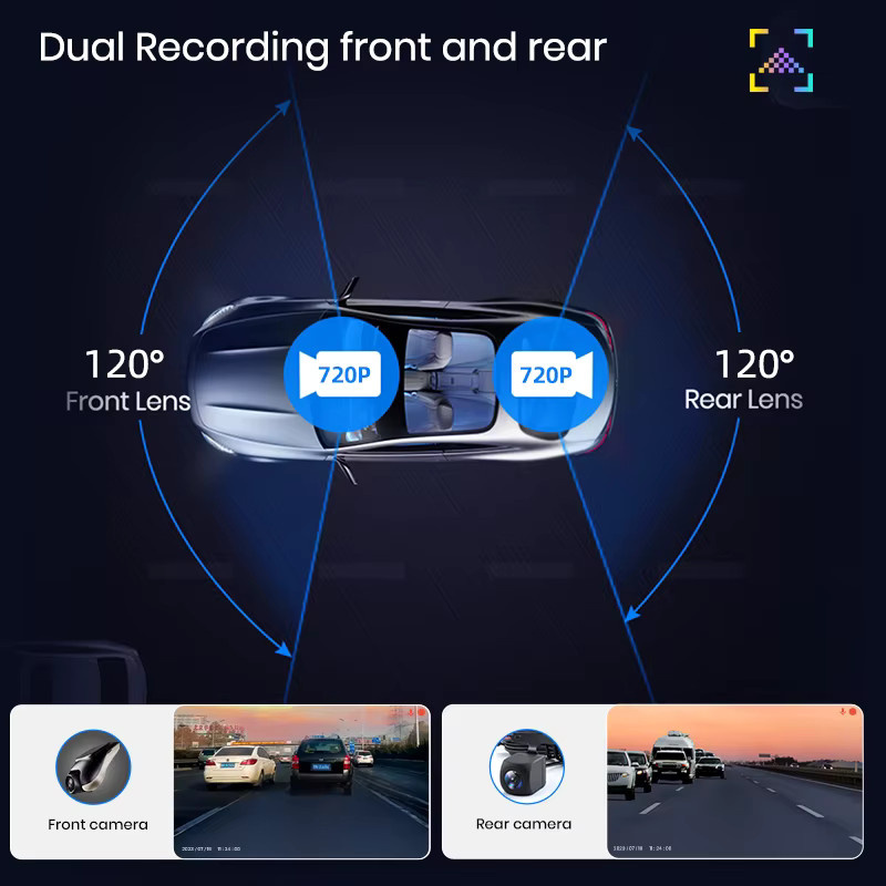 Junsun Mini Dashcam 1080P Full HD mit ADAS und 120 Grad Sichtfeld, Auto DVR Videorecorder in Schwarz - Bild 2