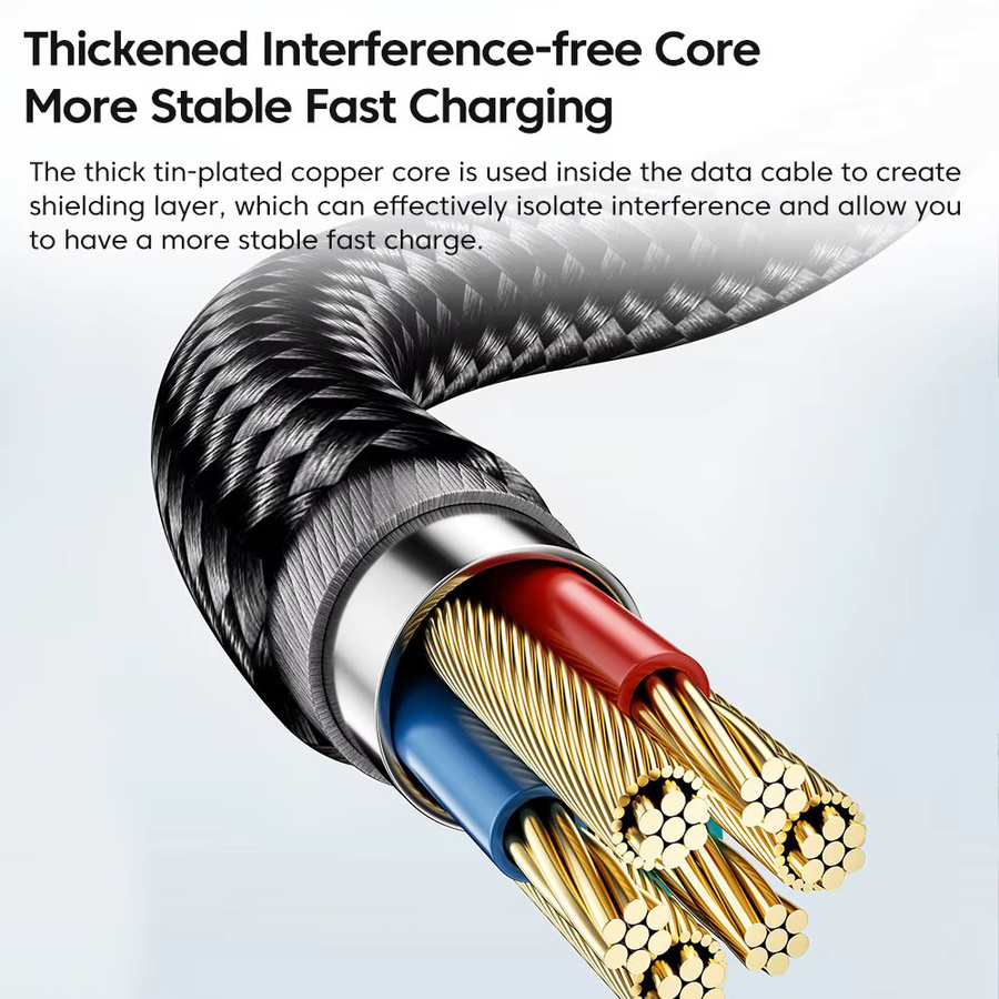 Toocki 2er-Set USB Typ C Schnellladekabel 3A mit USB-A auf USB-C Anschluss in Schwarz, Länge: 1m und 2m - Bild 4