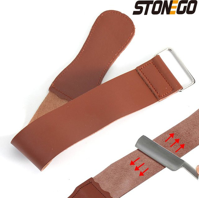 STONEGO Echtleder-Riemen zum Schärfen von Rasiermessern und Küchenmessern, Braun - Bild 1