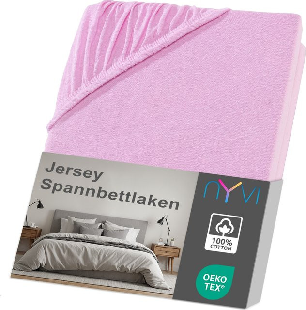 NYVI DreamScience Jersey Spannbettlaken Rosa, Bügelfrei mit Rundumgummizug für Matratzen bis 22 cm Höhe, B/T: 140 x 200 cm oder 160 x 200 cm - Bild 1