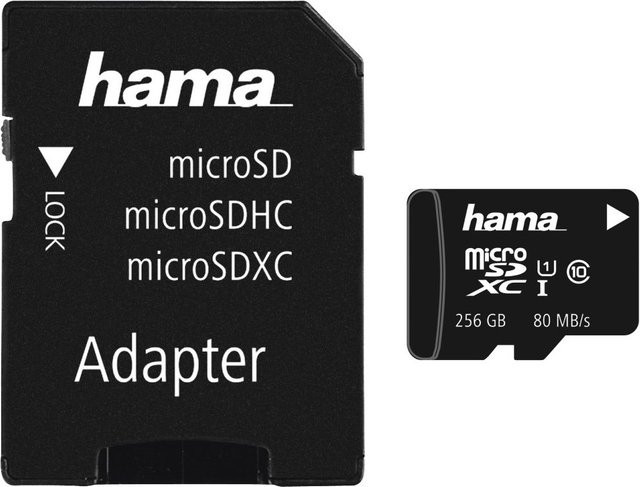 Hama microSDXC Speicherkarte Class 10 mit Adapter, 256 GB, Schwarz - Bild 1