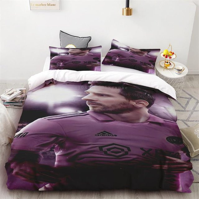 Bettwäscheset Fußballstar Messi Aufdruck aus Polyester, weich und bequem, 3-teilig, B: 150 cm, L: 200 cm - Bild 1