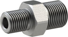 Riegler Doppelgewindenippel 245 AG/AG R 3/8 R 1/4 aus schwarzem Temperguss - Bild 1