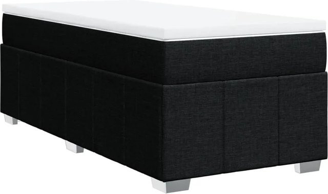 vidaXL Boxspringbett Hybrid mit Matratze und Taschenfederkern, Schwarz, B/T: 90 x 190 cm - Bild 1