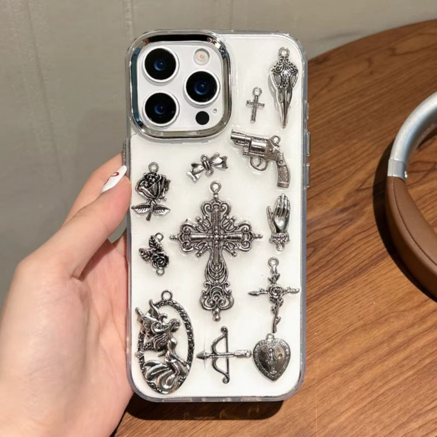 Personalisierbare Handyhülle im dunklen Kreuzpistolen-Design für Apple iPhone 11 bis iPhone 17 Pro Max - Bild 3