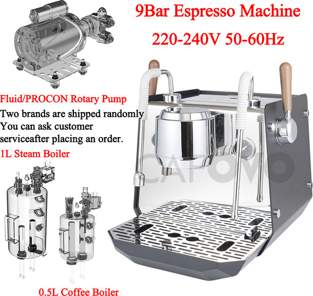 CAFOVO E102 Kommerzielle halbautomatische Espressomaschine mit PID-Steuerung, Preinfusion und Doppelkessel in Silber - Bild 1