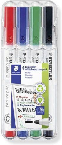 Staedtler Lumocolor Whiteboardmarker Set mit Rundspitze, Mehrfarbig (Schwarz, Blau, Rot, Grün) - Bild 1