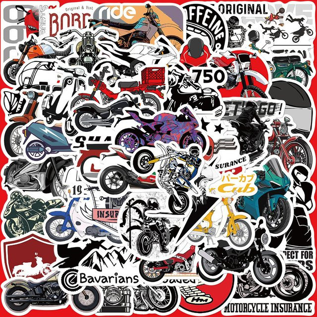 50 Stück Vintage-Motorradaufkleber in Multicolor als DIY-Dekor für Laptops, Gitarren, Skateboards und Thermoskannen von AufnahmeYourLife Store - Bild 1