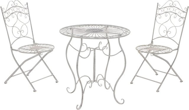 DELUKE Bistroset FUVER Gartenmöbelset für 2 Personen aus Metall in Weiß, B/T/H: 40 x 50 x 92 cm - Bild 1