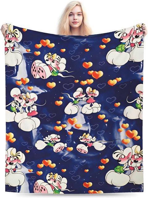 Diddl und Diddlina Plüsch Überwurfdecke aus Flanell für Kinder, Blau, B/H: 75 x 90 cm - Bild 1