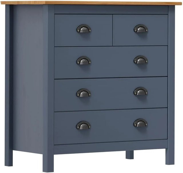vidaXL Sideboard Hill in Grau und Honigbraun aus Massivholz Kiefer, B/T/H: 79 x 40 x 80 cm - Bild 1
