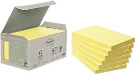 Post-it Haftnotizen aus Recycling-Papier, Gelb, B: 12,7 cm, H: 7,6 cm, 6 x 100 Blatt - Bild 1