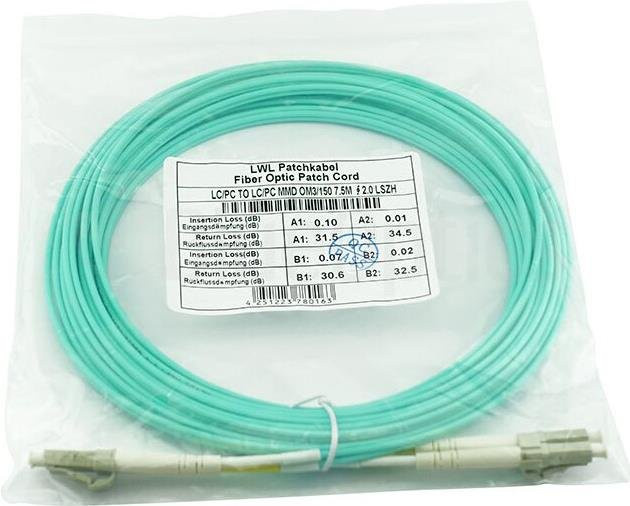 BlueOptics Glasfaserkabel LC OM3 in Aqua, Länge: 30 m - Bild 1