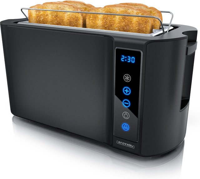 Arendo Toaster für 4 Scheiben mit Langschlitz, 1500 W, Digitaldisplay und Touch-Bedienung, Schwarz - Bild 1