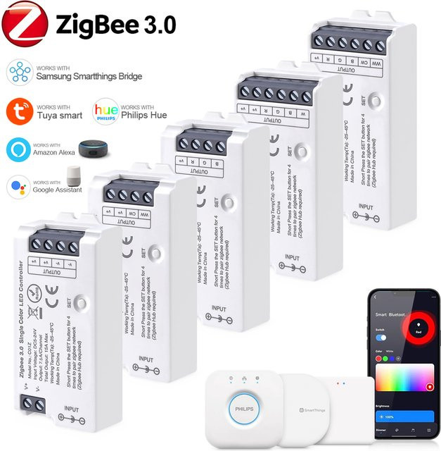 Rybakov Zigbee 3.0 Smart Home RGB CCT LED-Controller mit WLAN-Funktion für dimmbare 5050/2835 Neon COB LED-Streifen - Bild 1