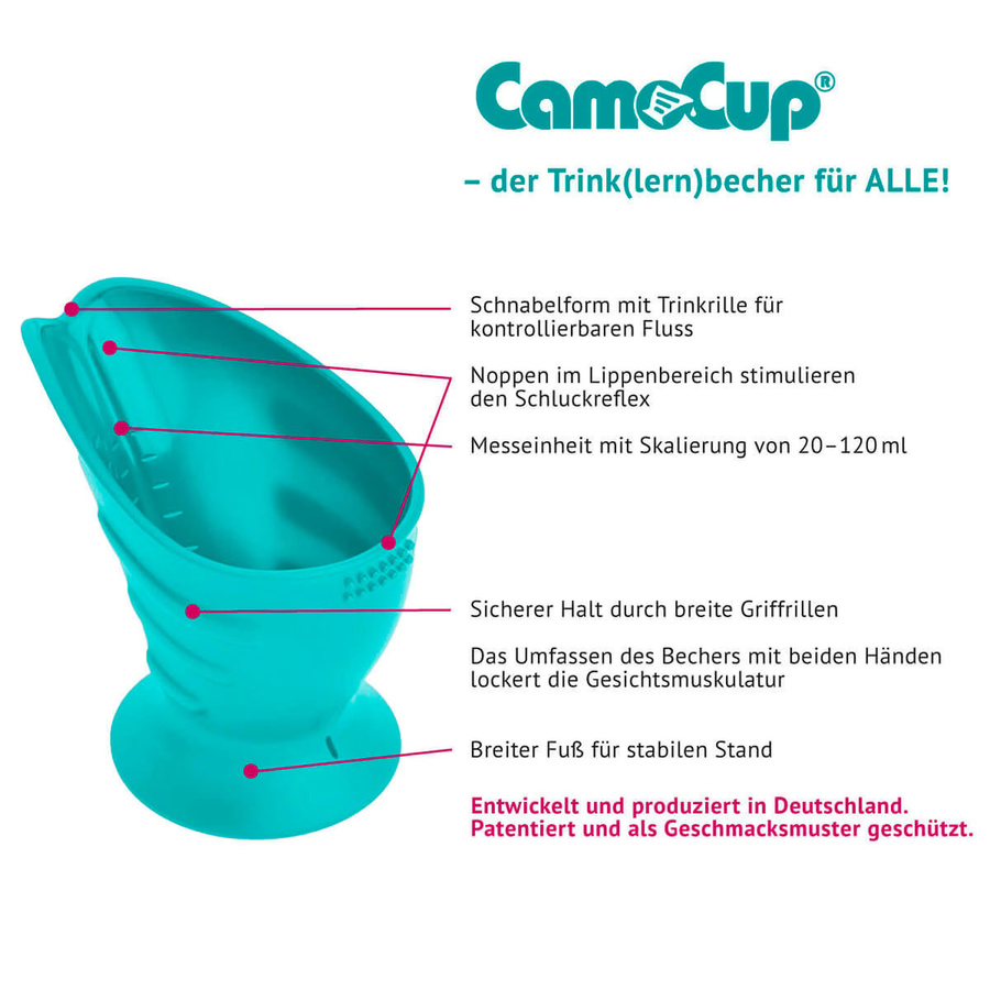 Hoppediz CamoCup Trinklernbecher mit Free-Flow Verschluss, BPA-frei, Mehrfarbig (Blau/Türkis), 100 ml - Bild 2