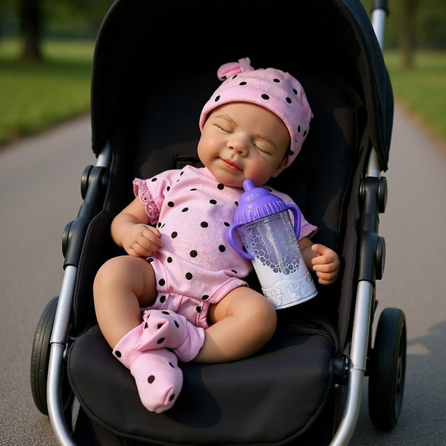 Aizwa Reborn Mädchenpuppe aus Silikon in Rosa, handgefertigte Neugeborenenpuppe mit 3D-Bemalung und beweglichem Mund, Höhe: 33 cm - Bild 1