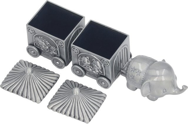 OutsideWorld Milchzahn-Organizer Elefantenkutsche Erinnerungsbox aus Metall in Grau - Bild 1