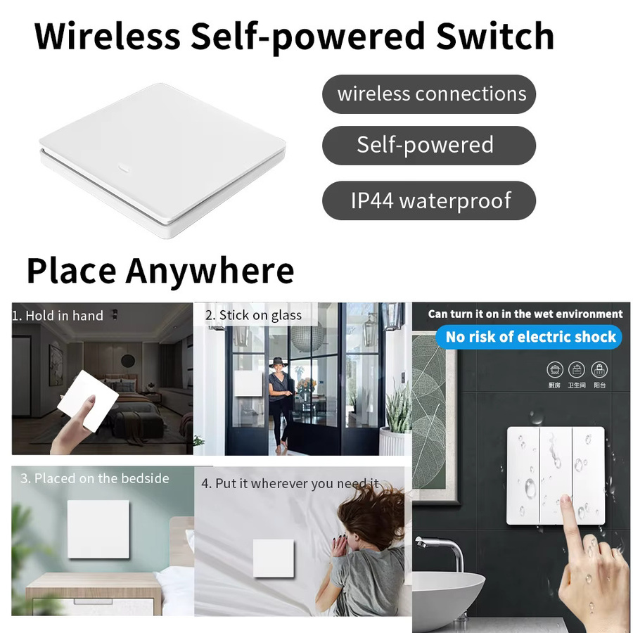 Tuya WiFi Smart Lichtschalter mit kinetischer Energie in Weiß, kompatibel mit Amazon Alexa und Google Assistant - Bild 3