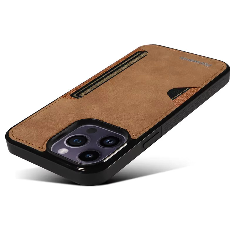 EUCAGR Luxus Leder Handyhülle für iPhone mit stoßfester weicher Rückseite in Grün und Braun - Bild 2