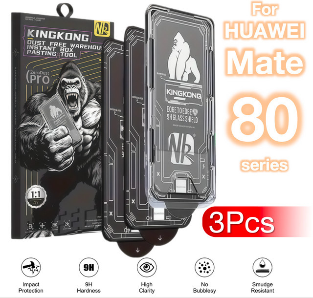 3er-Pack Displayschutzfolie aus gehärtetem Glas für Huawei Mate 80 Pro Max RS, transparent, 9H Härtegrad - Bild 1