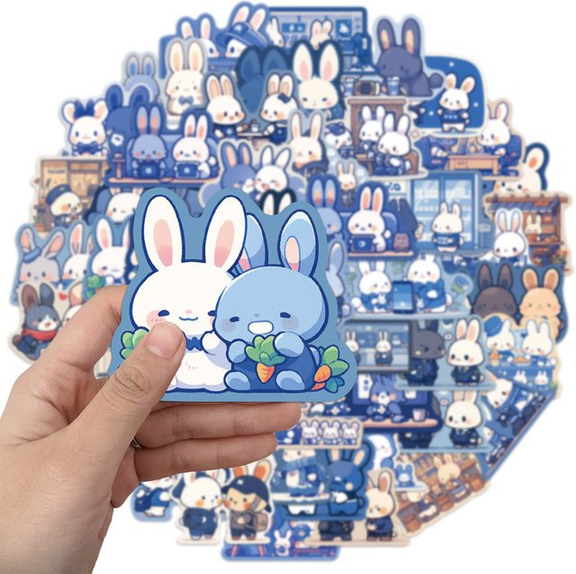 50 Stück Wasserfeste Cartoon Hase Aufkleber für Gepäck, Notebook und Trinkflaschen in Multicolour - Bild 1