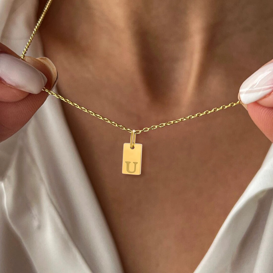 Anhänger A-Z Graviert, Edelstahl, Gold, Unisex, 3 Stück/Set - Bild 2