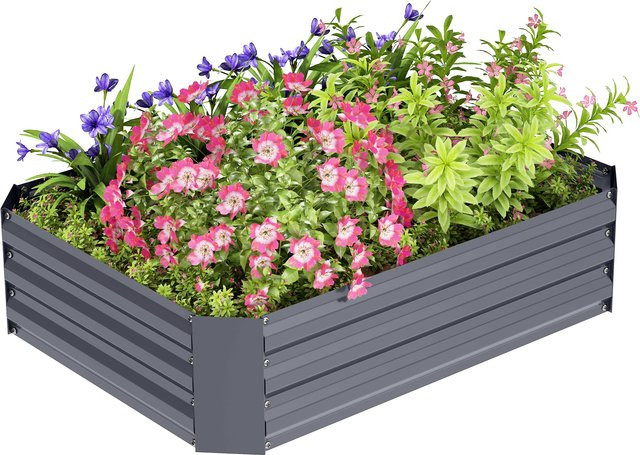 Outsunny Hochbeet aus Stahl für Garten und Balkon, stapelbares Pflanzbeet als Blumenkasten oder Gemüsebeet, B/T/H: 120 x 90 x 30 cm - Bild 1