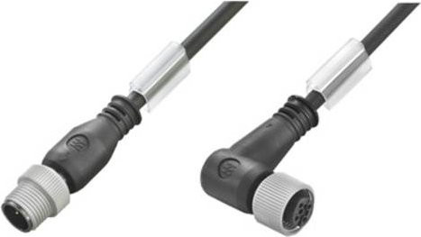 Weidmüller Sensor-Aktor-Steckverbinder M12 konfektioniert, gerade Stecker und gewinkelte Buchse, Schwarz, 1,50 m - Bild 1