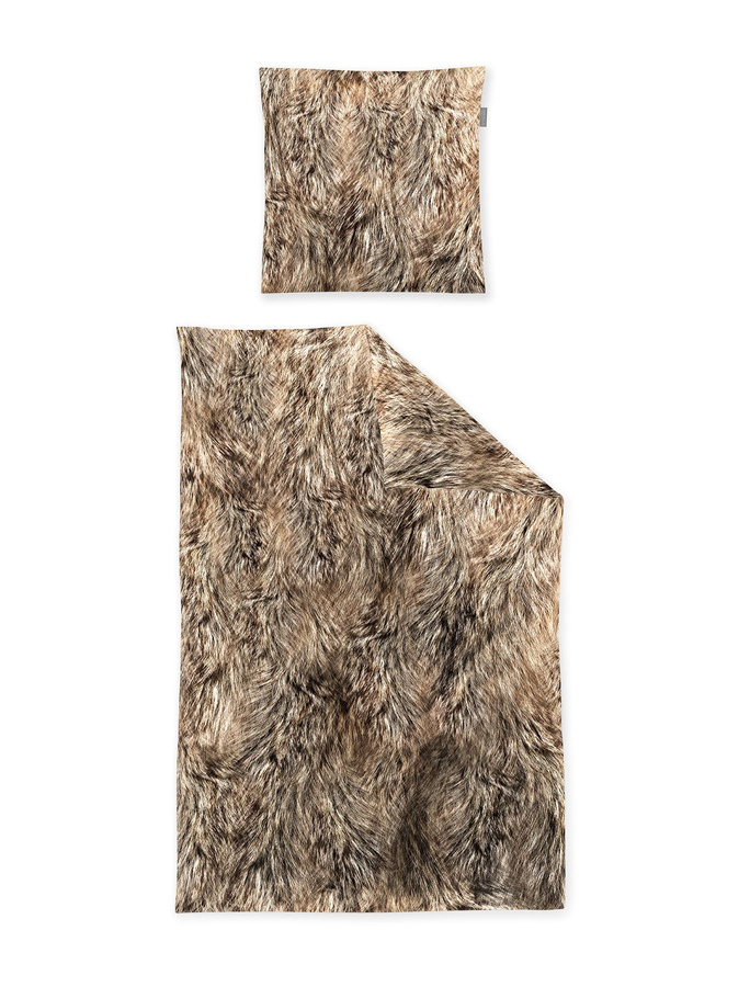Irisette Zobel Flausch Cotton Bettwäsche in Felloptik, beige braun, B/H: 135 x 200 cm mit Kissenbezug 80 x 80 cm - Bild 1