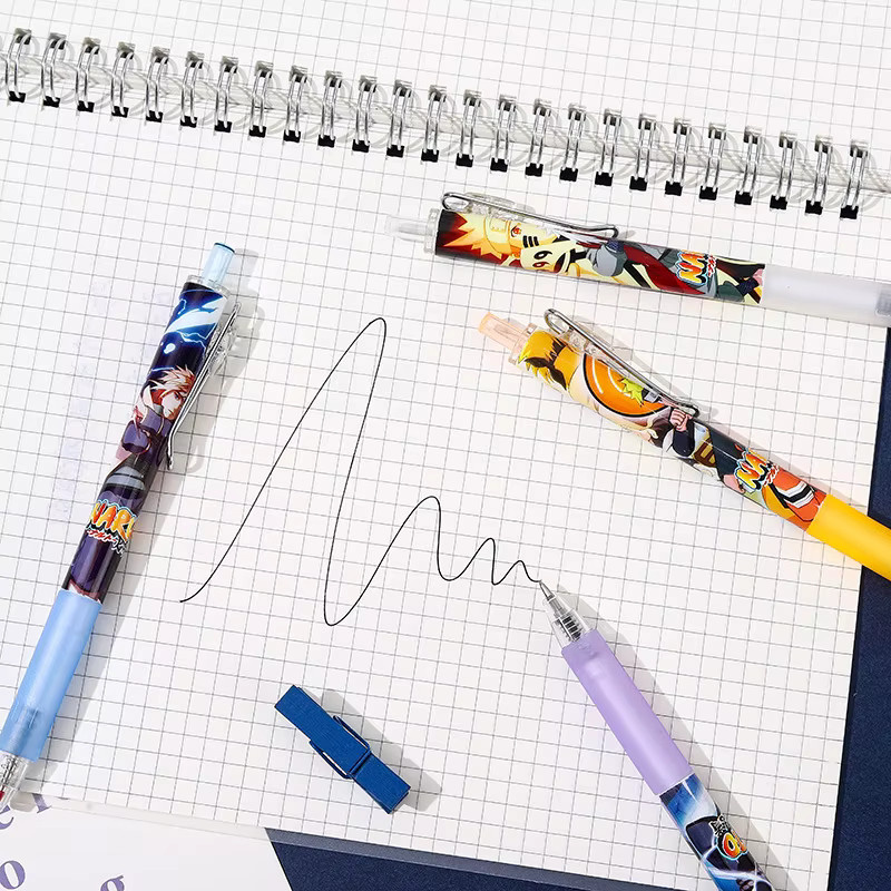 Bandai Naruto Anime Gel-Stifte im 6er-Set, Kugelschreiber mit 0,5 mm Spitze, Schwarz, Schreibwaren für Schule und Studium - Bild 4